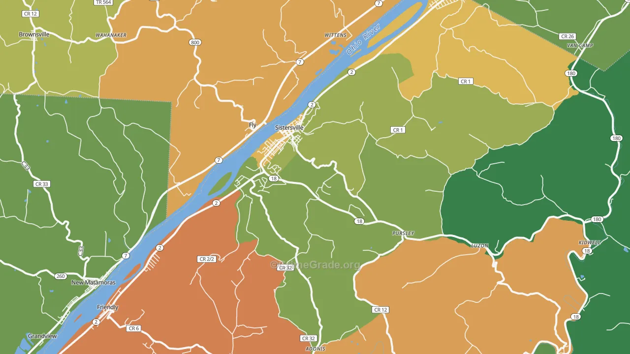 Sistersville, WV Map of Burglary Rates