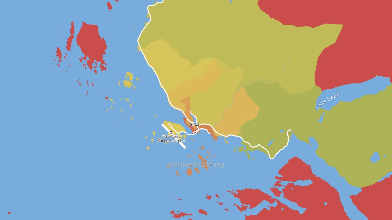 Sitka City and Borough, AK Map of Burglary Rates