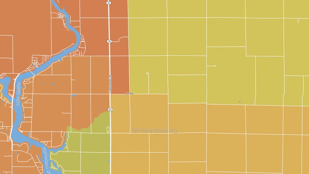 Sitka, IN Map of Burglary Rates