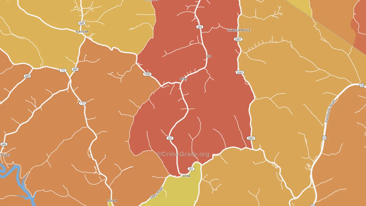 Sitka, KY Map of Burglary Rates
