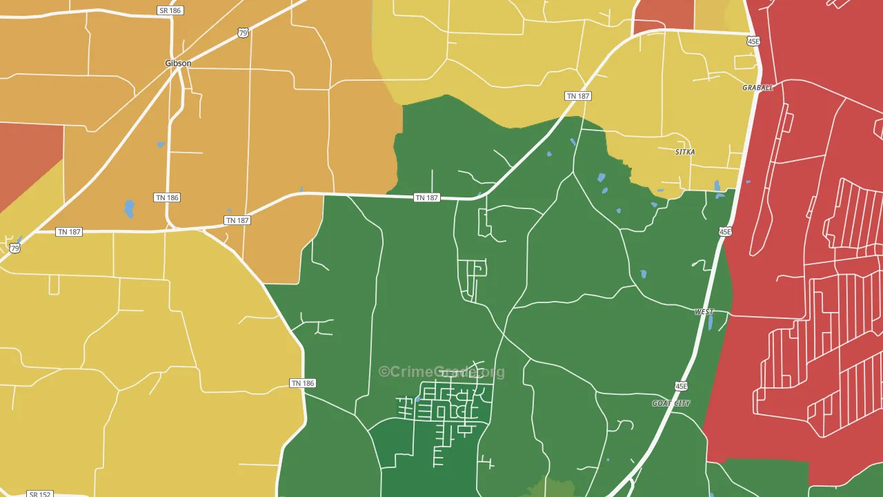 Sitka, TN Map of Burglary Rates
