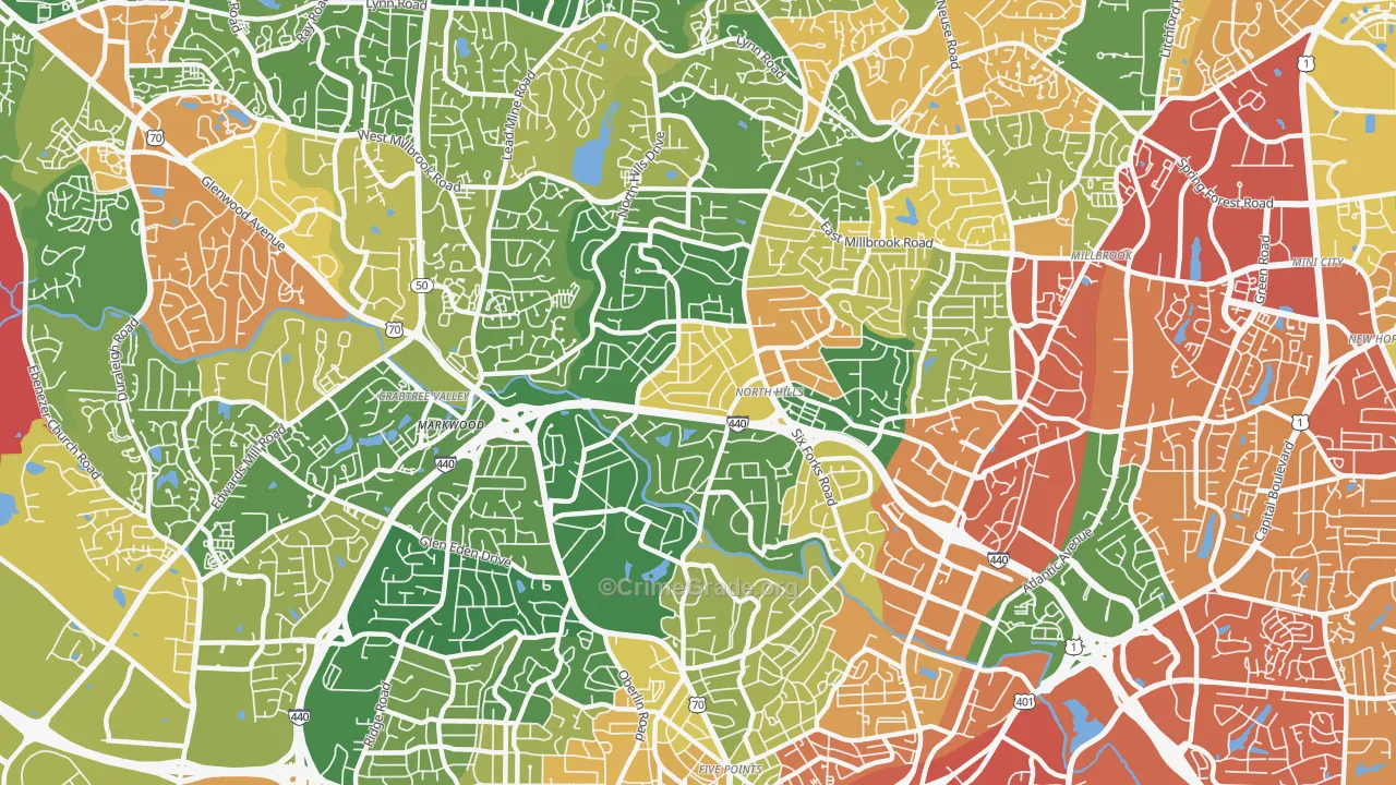 Six Forks, Raleigh, NC Map of Burglary Rates