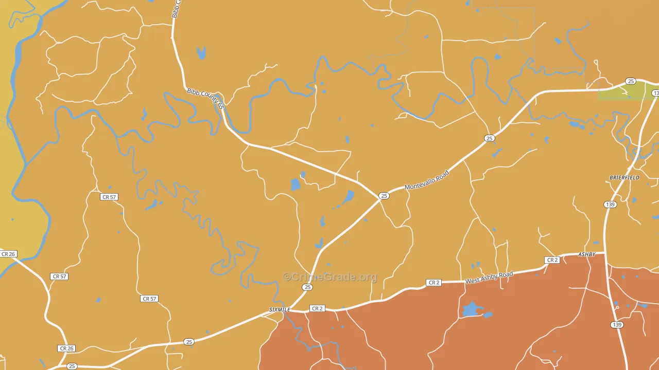 Six Mile, AL Map of Burglary Rates