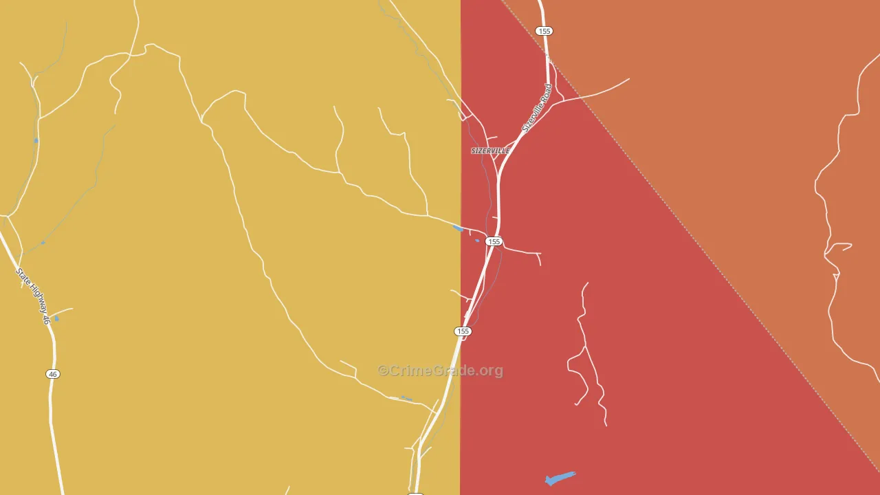 Sizerville, PA Map of Burglary Rates