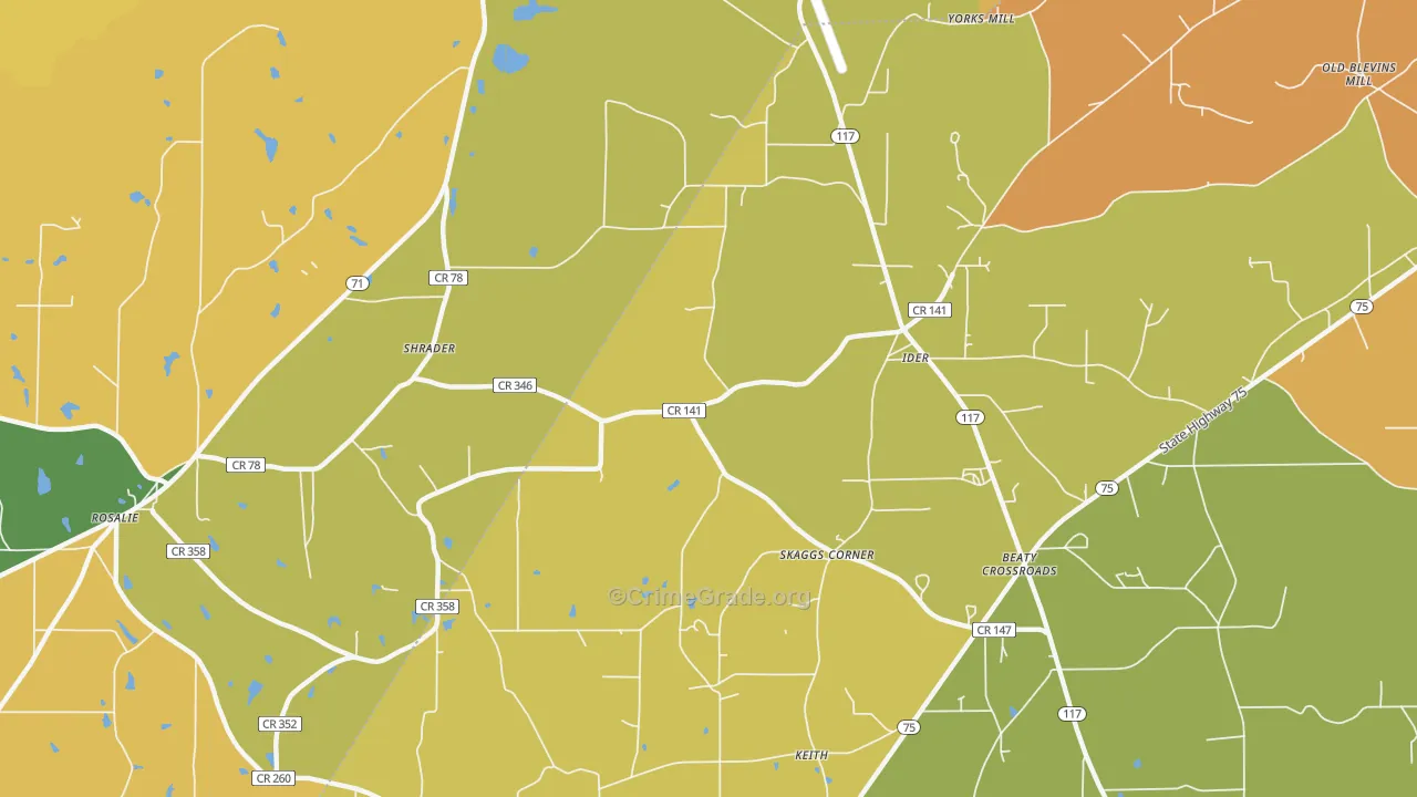 Skaggs Corner, AL Map of Burglary Rates