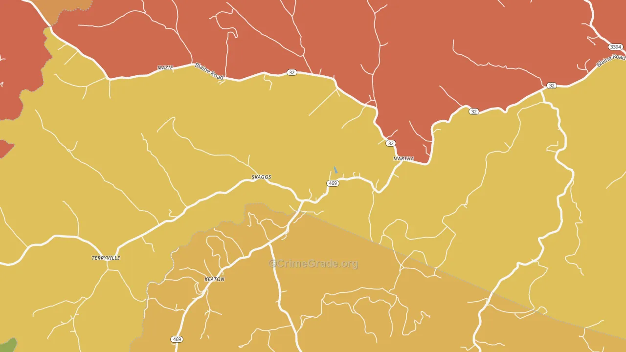 Skaggs, KY Map of Burglary Rates