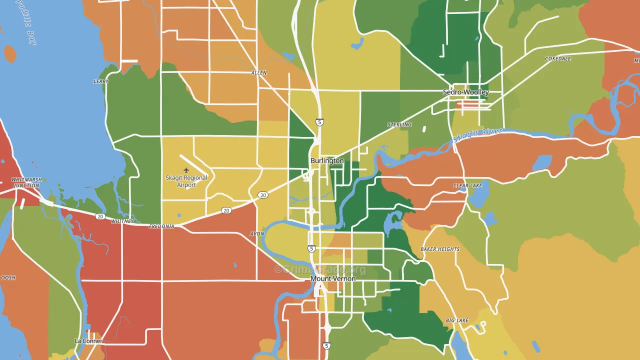 Skagit County, WA Map of Burglary Rates