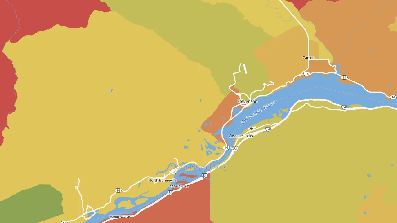 Skamania County, WA Map of Burglary Rates