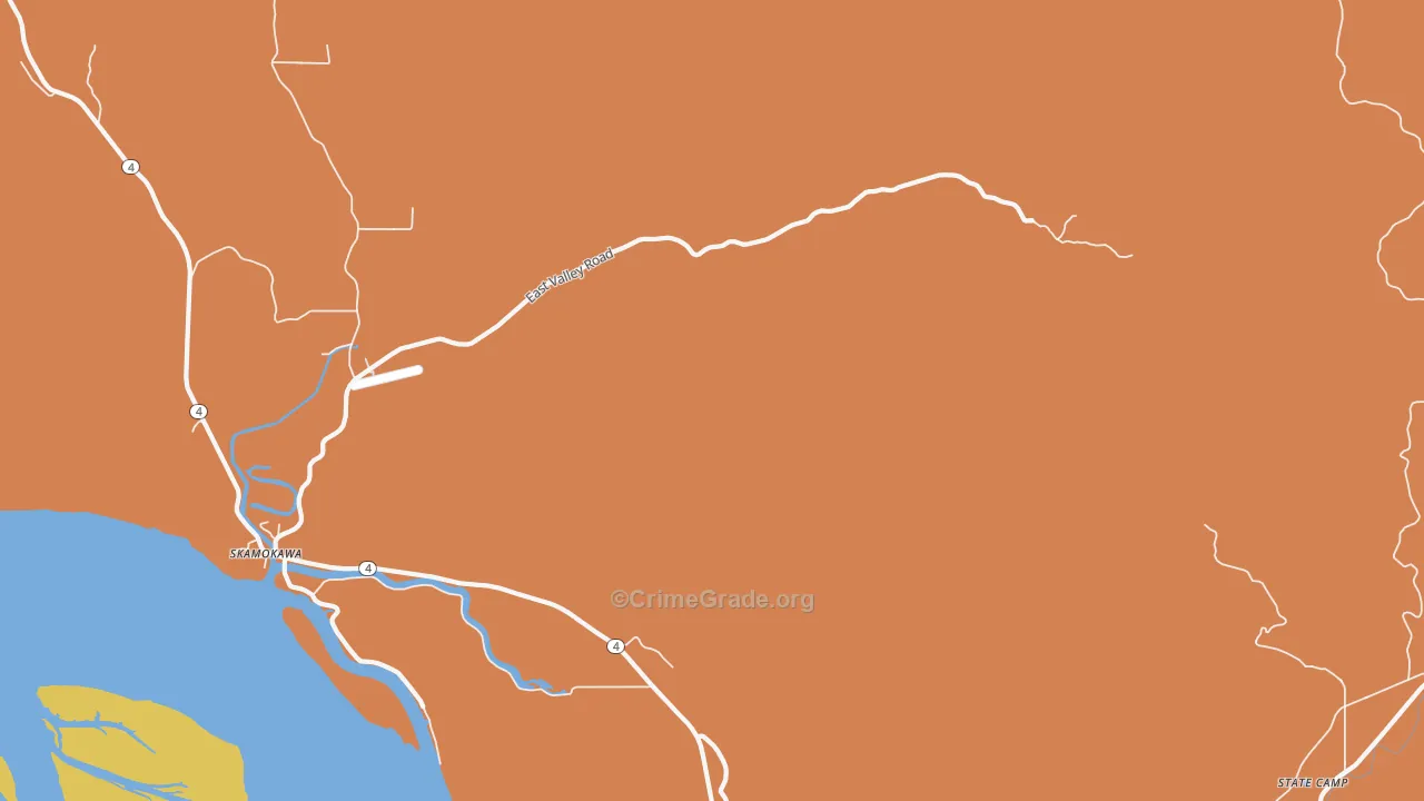 Skamokawa Valley, WA Map of Burglary Rates