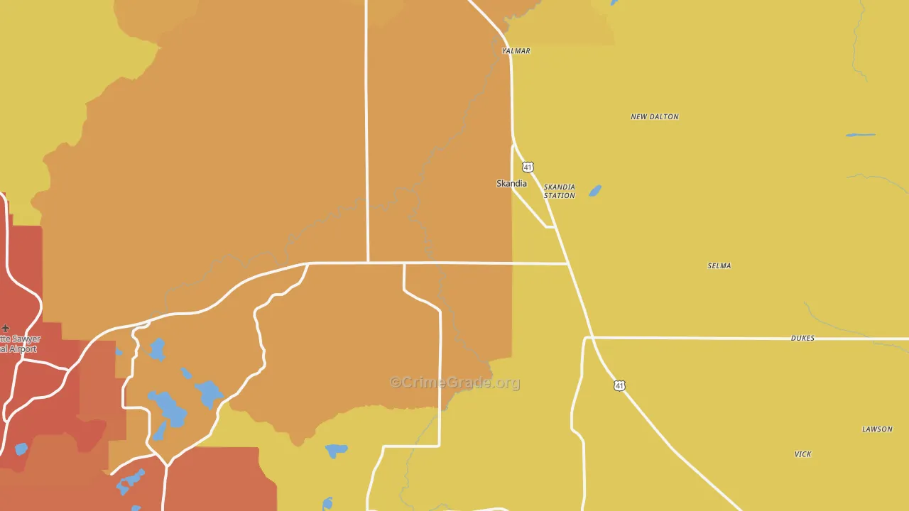 Skandia, MI Map of Burglary Rates