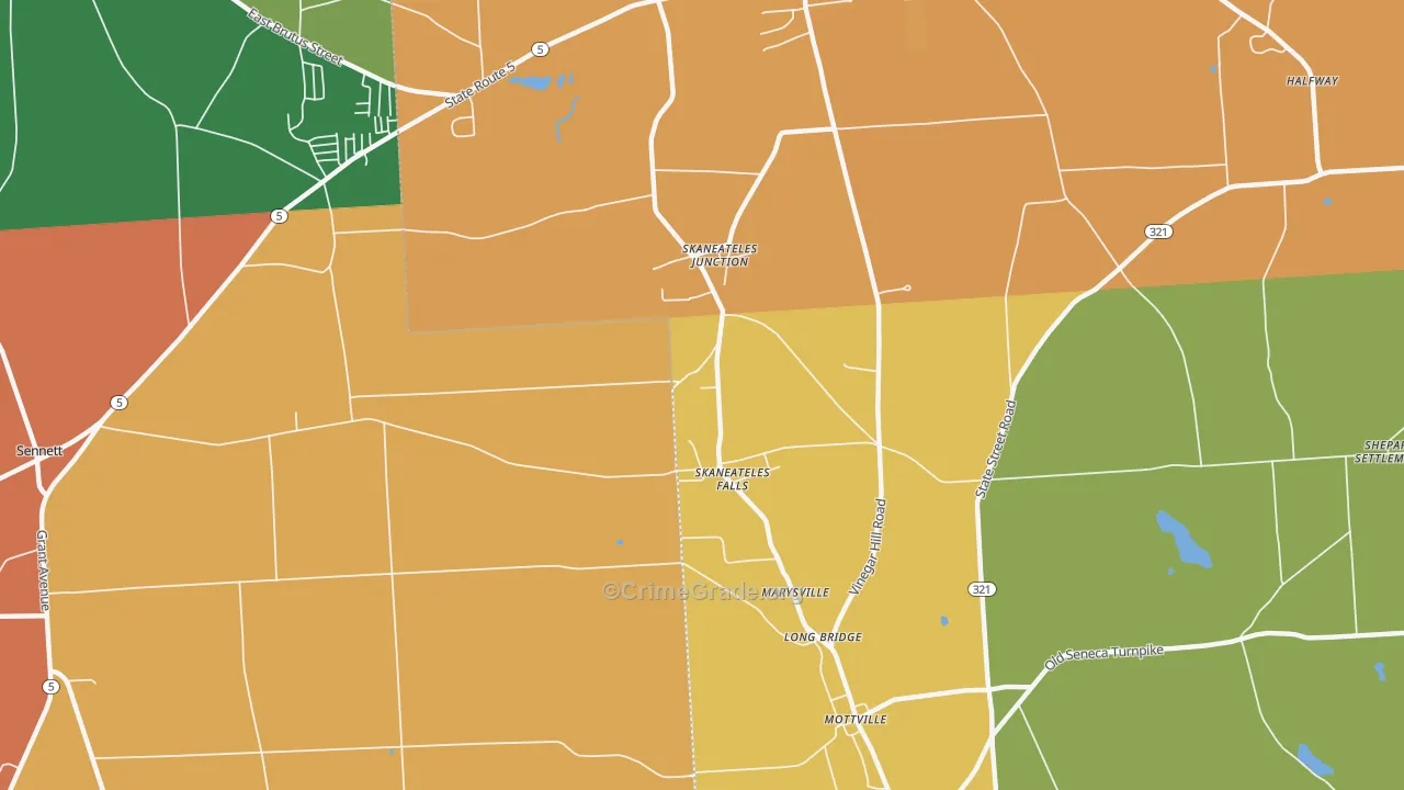 Skaneateles Falls, NY Map of Burglary Rates
