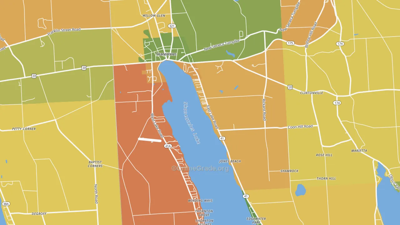 Skaneateles, NY Map of Burglary Rates
