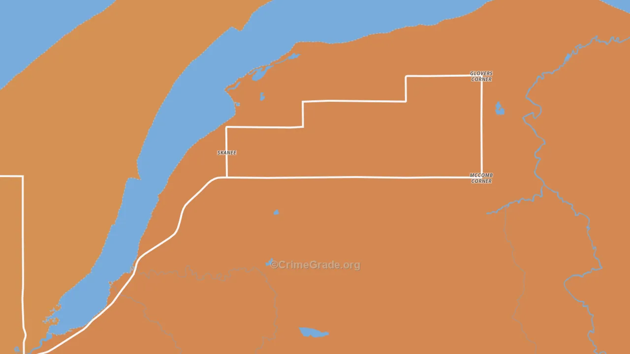 Skanee, MI Map of Burglary Rates