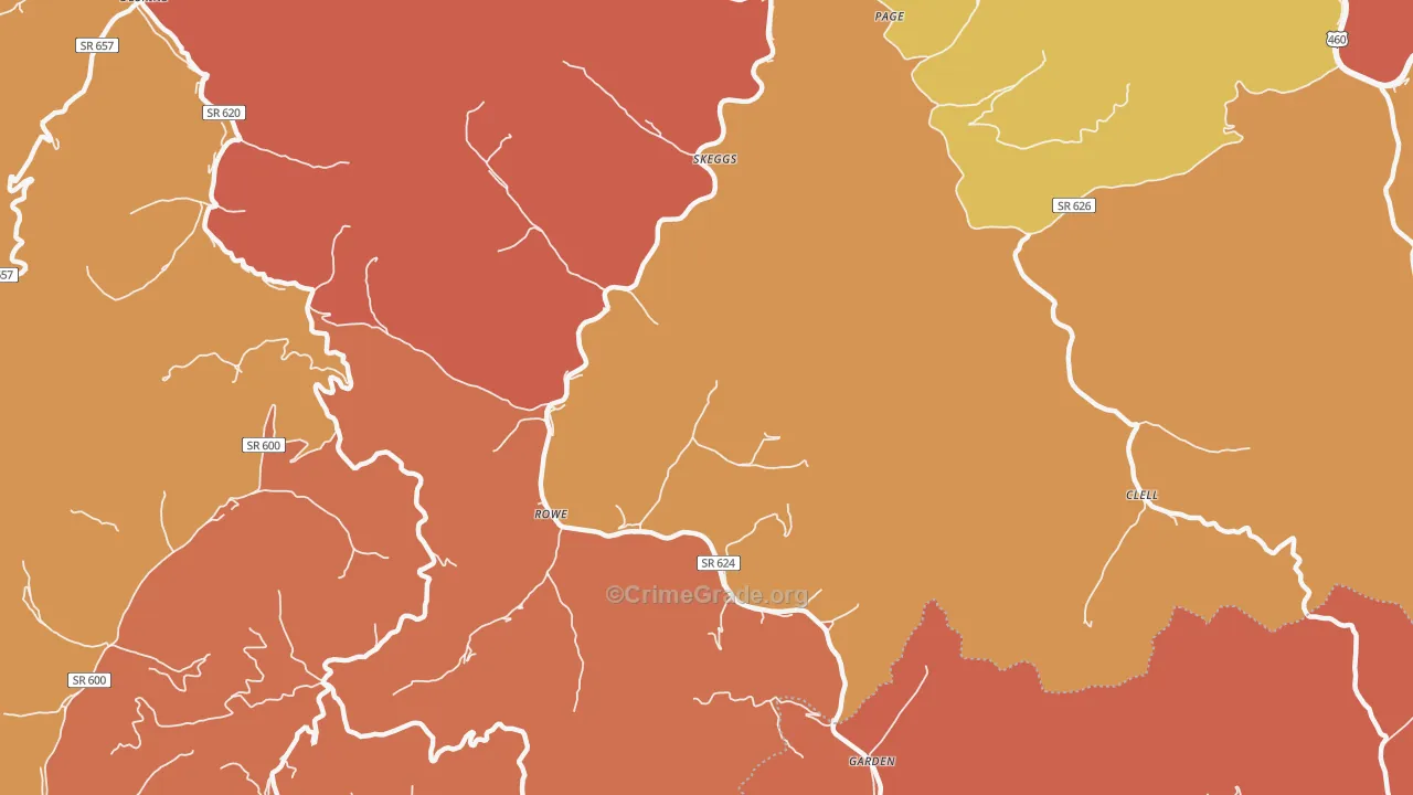 Skeggs, VA Map of Burglary Rates