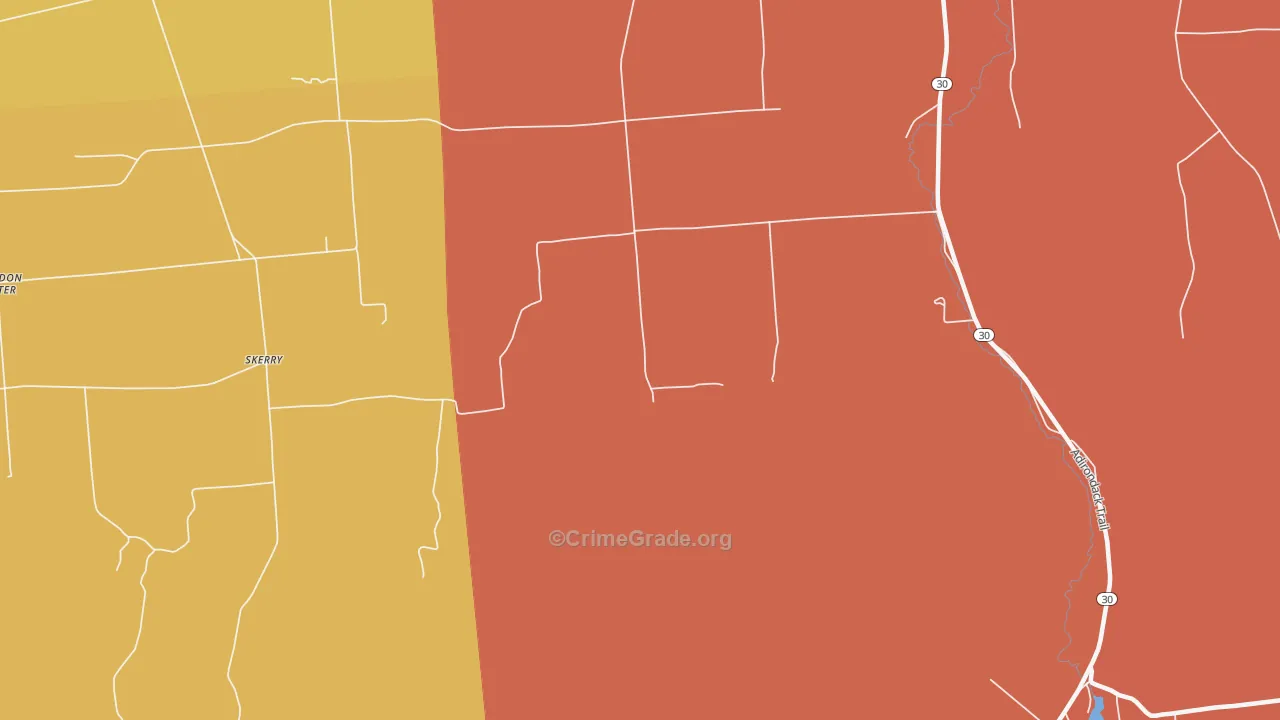 Skerry, NY Map of Burglary Rates