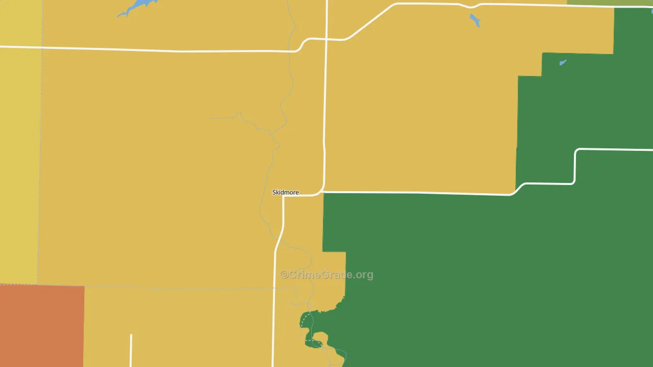 Skidmore, MO Map of Burglary Rates
