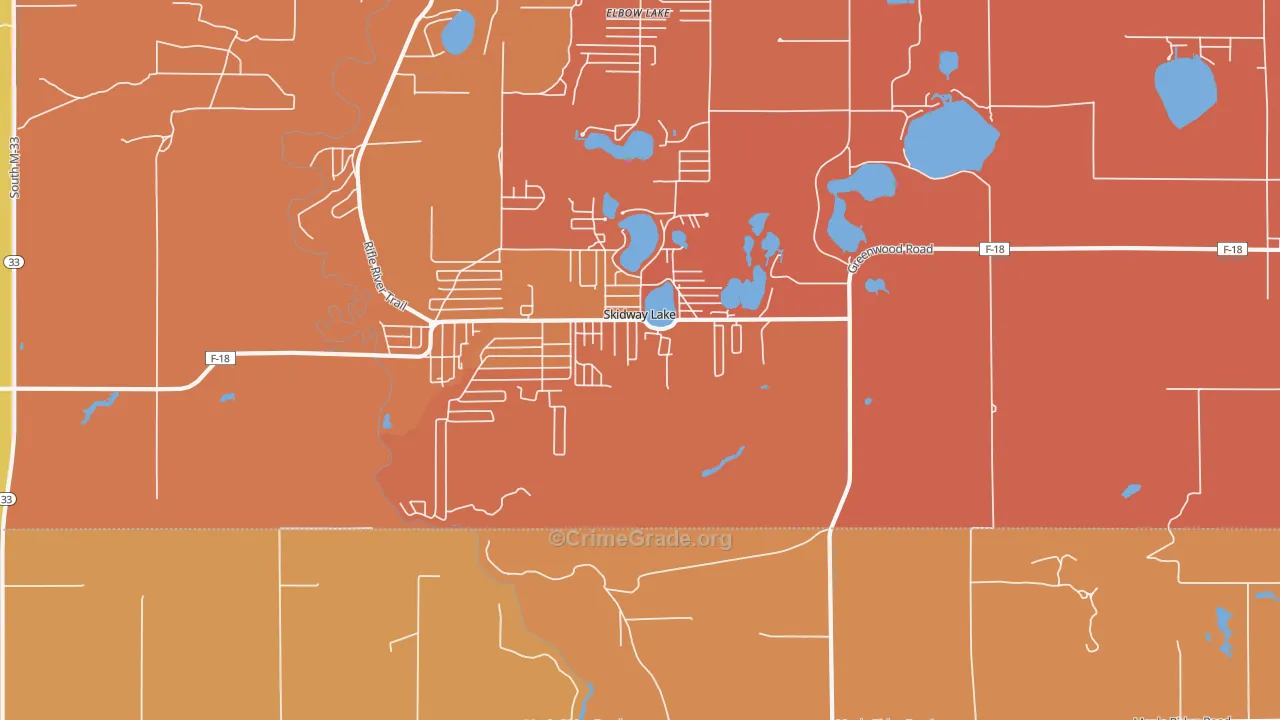 Skidway Lake, MI Map of Burglary Rates