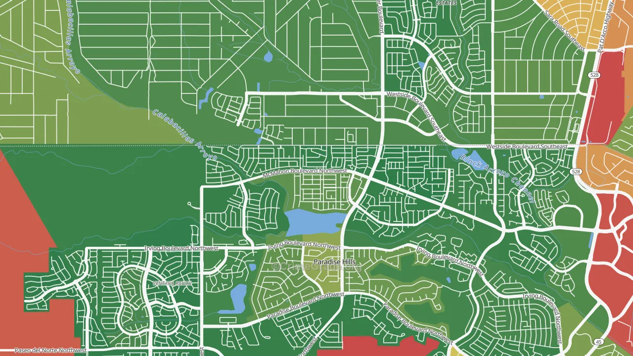 Skies West, Albuquerque, NM Map of Burglary Rates