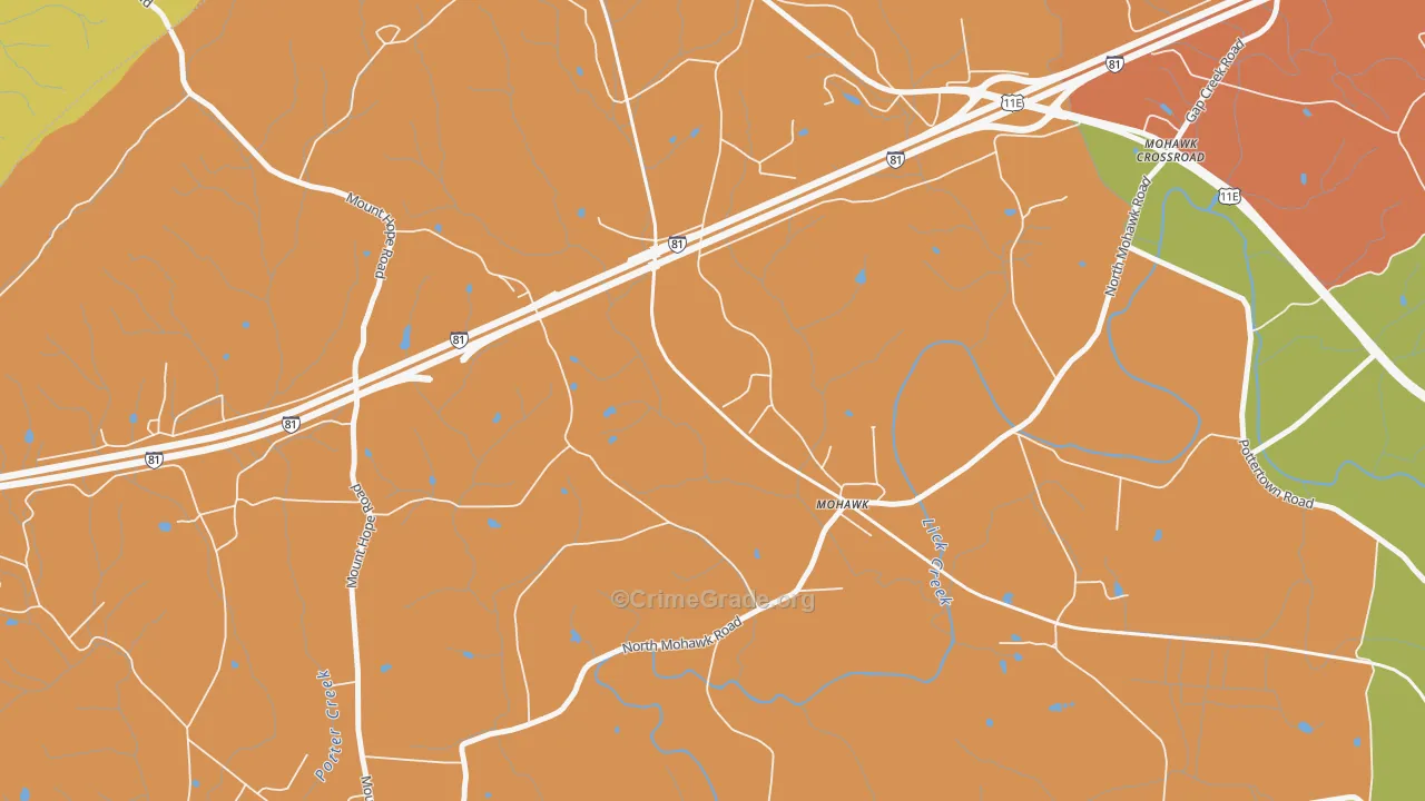 Skinner Crossroad, TN Map of Burglary Rates