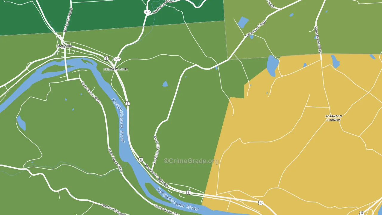 Skinners Eddy, PA Map of Burglary Rates
