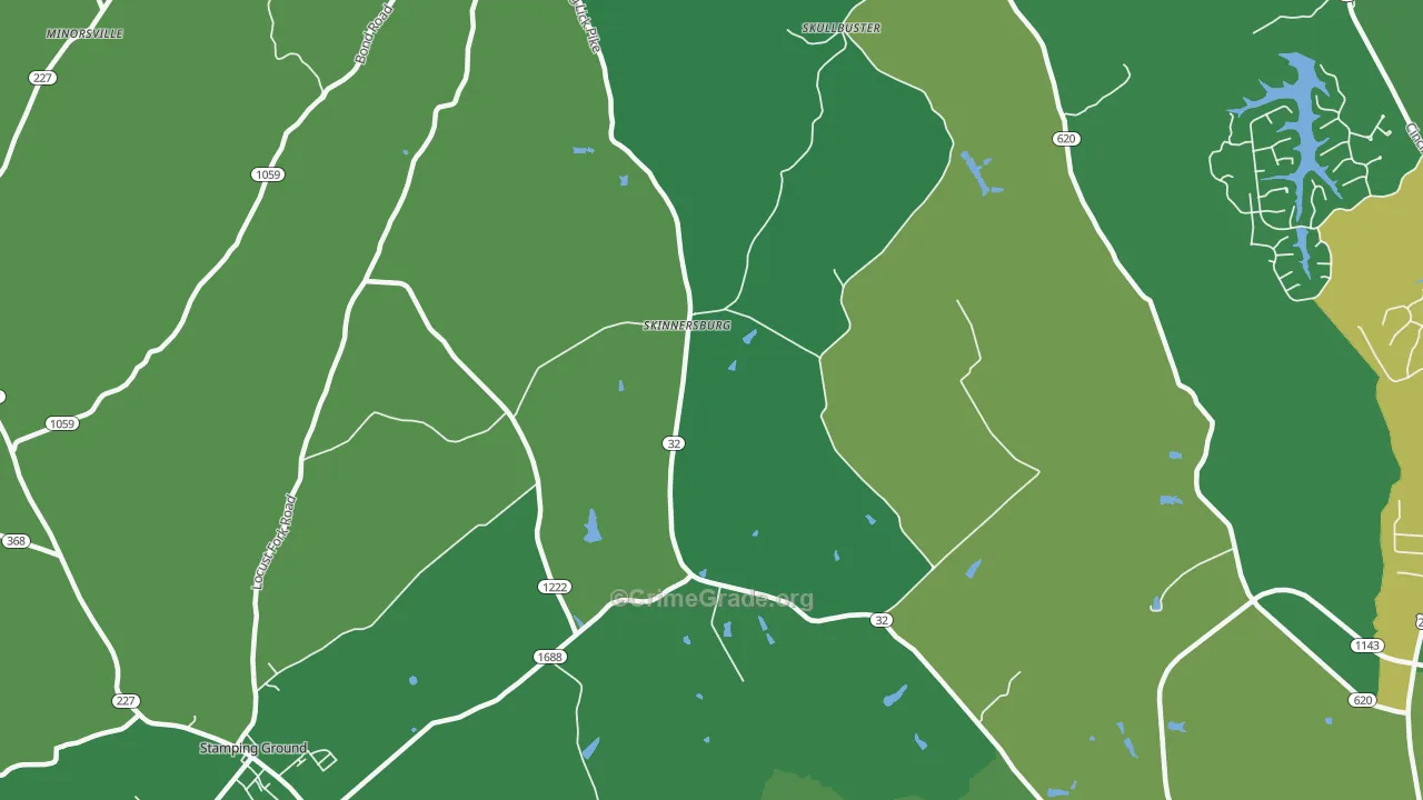 Skinnersburg, KY Map of Burglary Rates