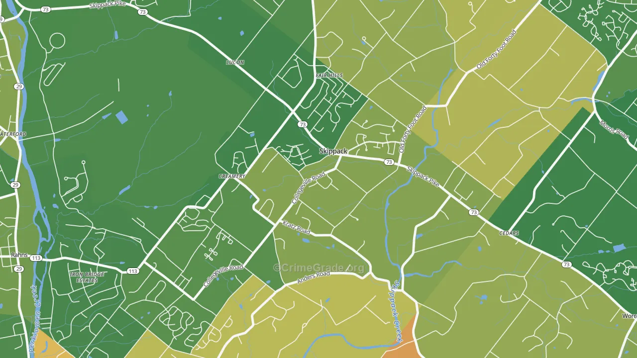 Skippack, PA Map of Burglary Rates