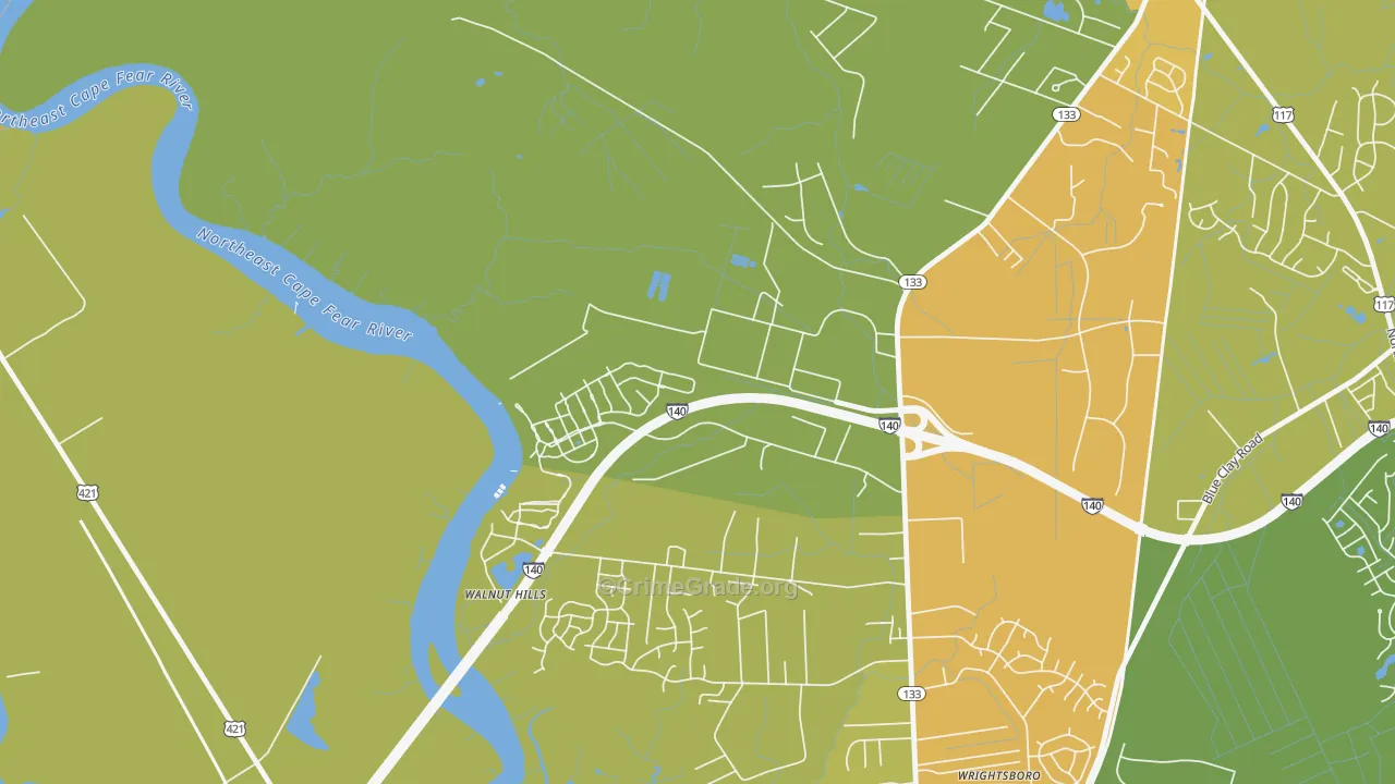 Skippers Corner, NC Map of Burglary Rates