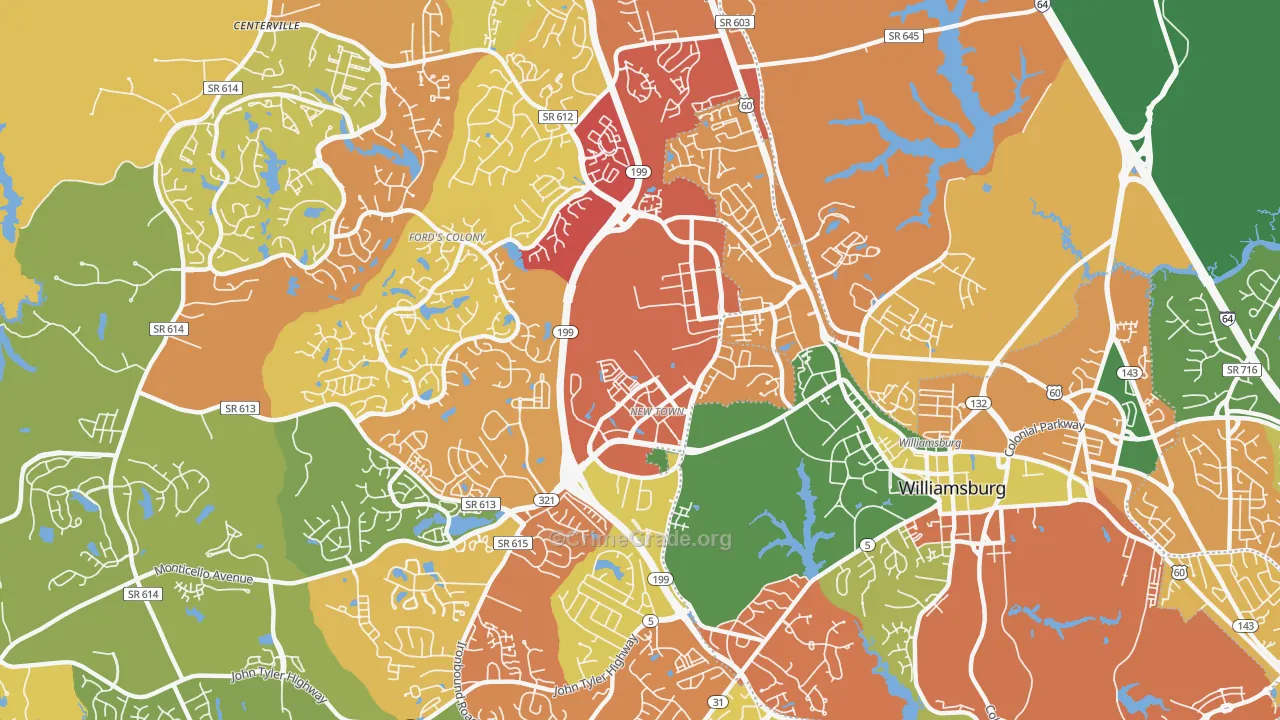 Skipwith Farms, VA Map of Burglary Rates