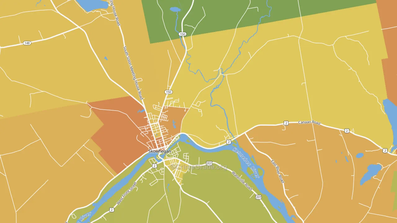 Skowhegan, ME Map of Burglary Rates