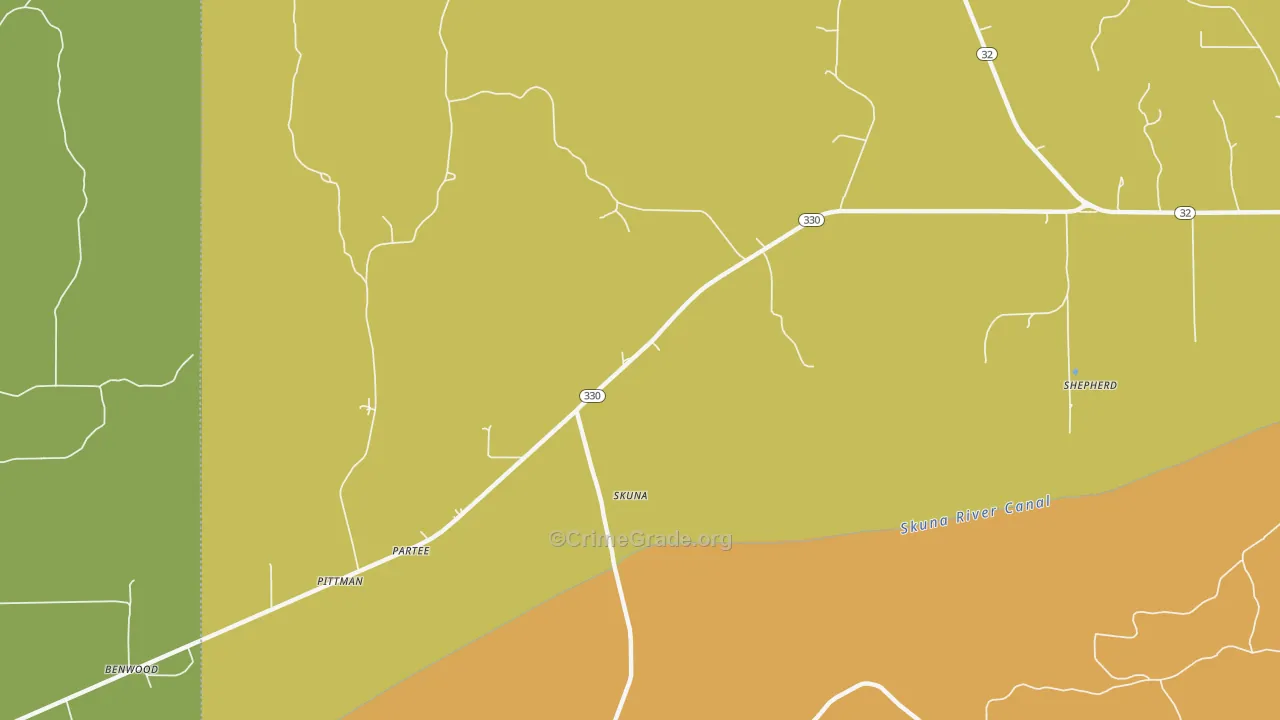 Skuna, MS Map of Burglary Rates