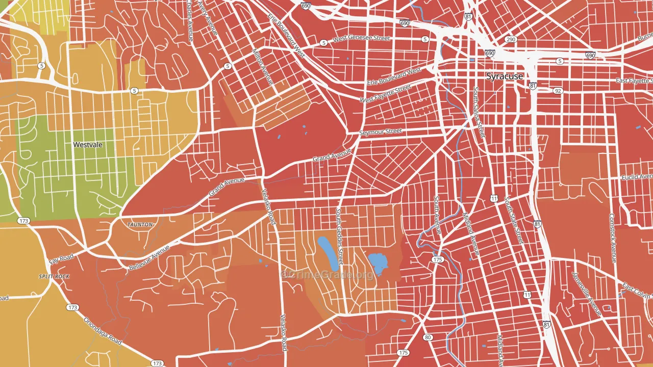 Skunk City, Syracuse, NY Map of Burglary Rates