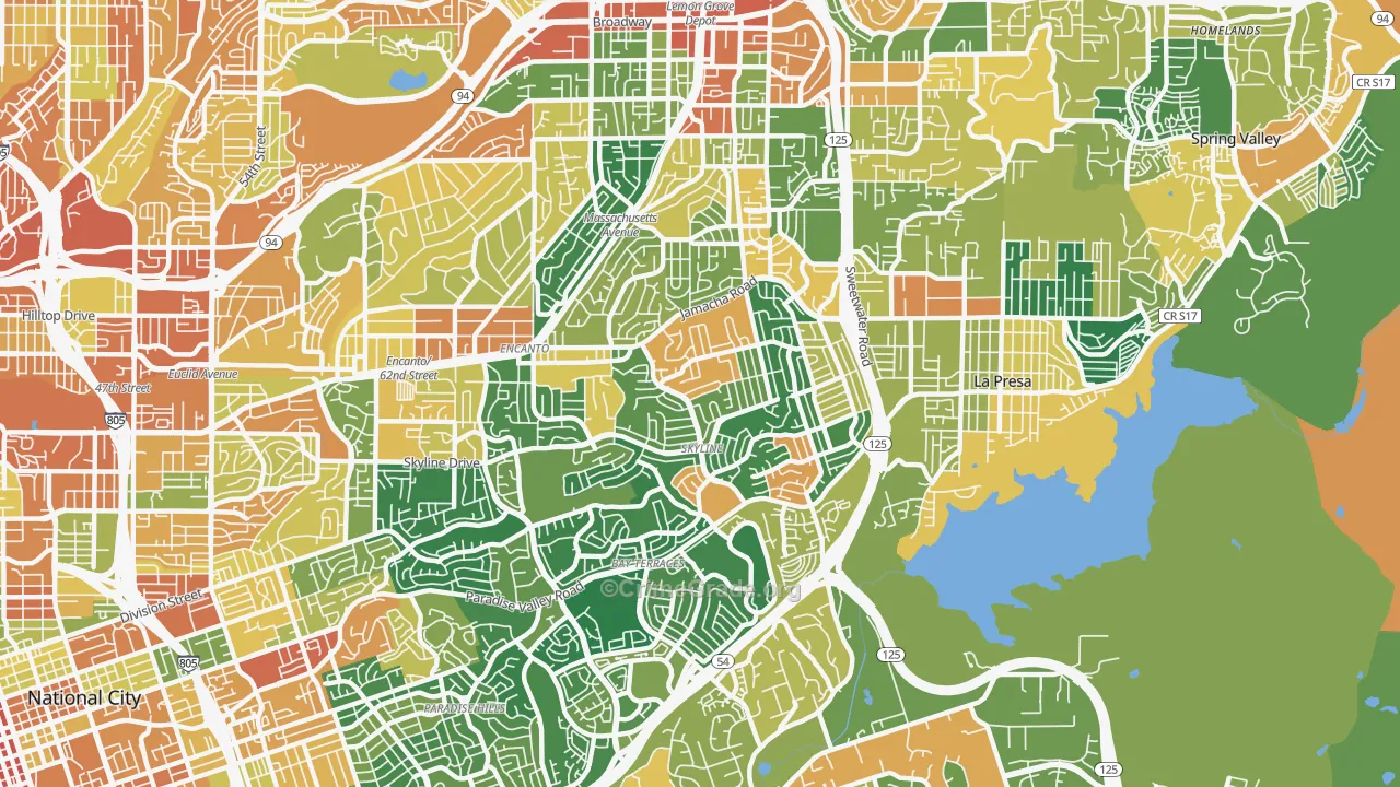 Sky Line, San Diego, CA Map of Burglary Rates