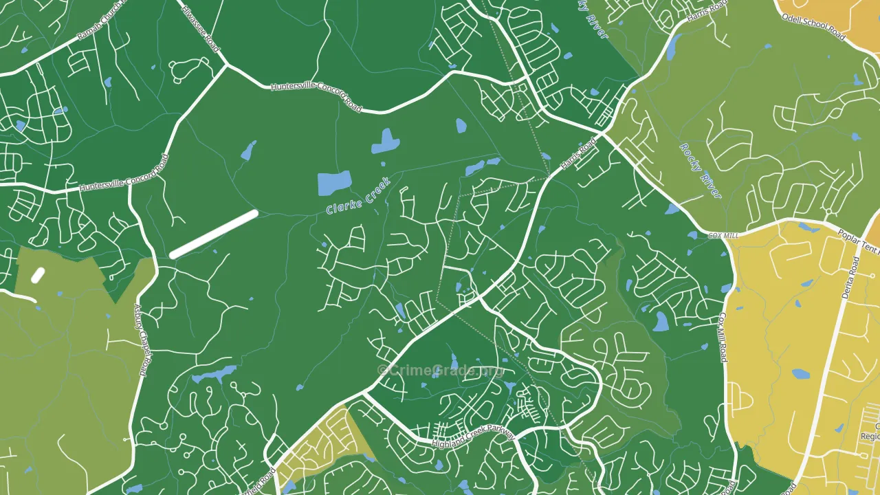 Skybrook, Huntersville, NC Map of Burglary Rates