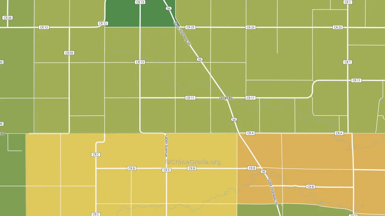 Skyburg, MN Map of Burglary Rates
