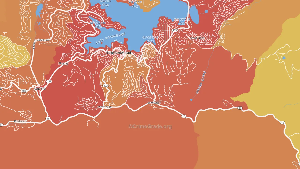 Skyforest, CA Map of Burglary Rates