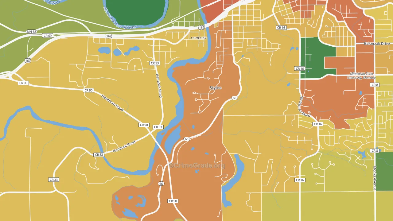 Skyline, MN Map of Burglary Rates