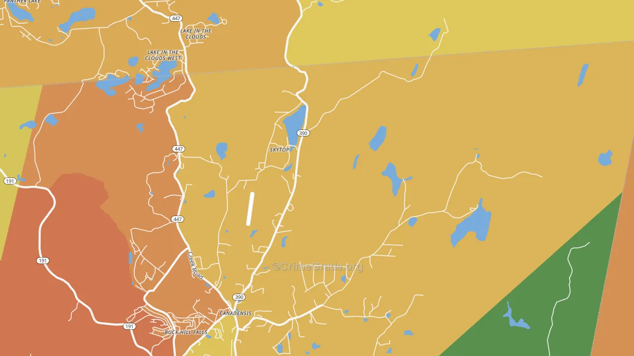 Skytop, PA Map of Burglary Rates