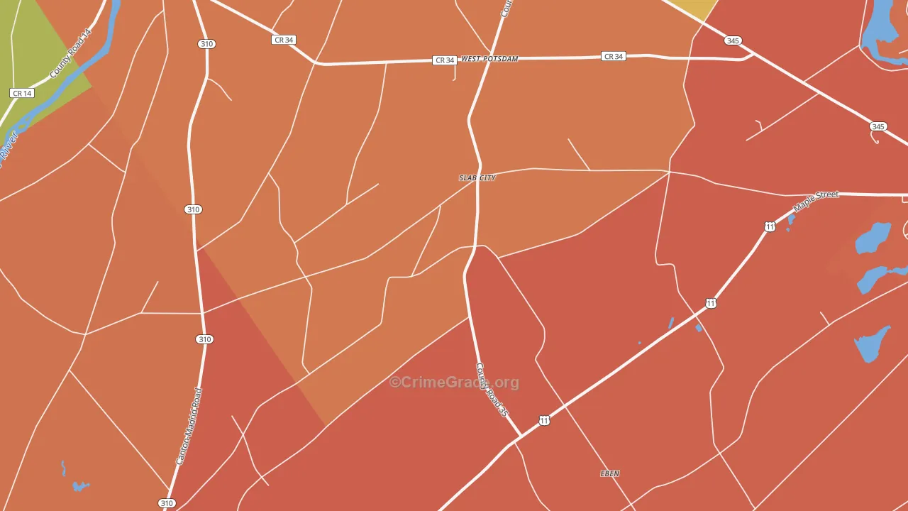 Slab City, NY Map of Burglary Rates