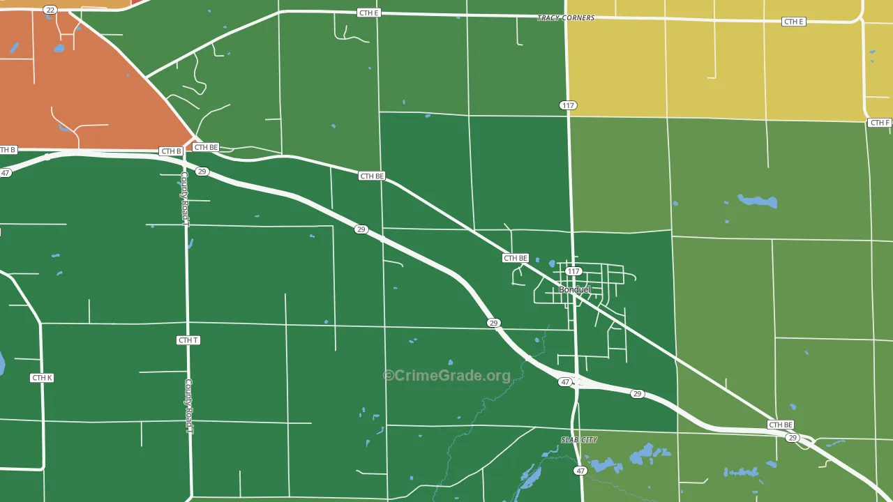 Slab City, WI Map of Burglary Rates