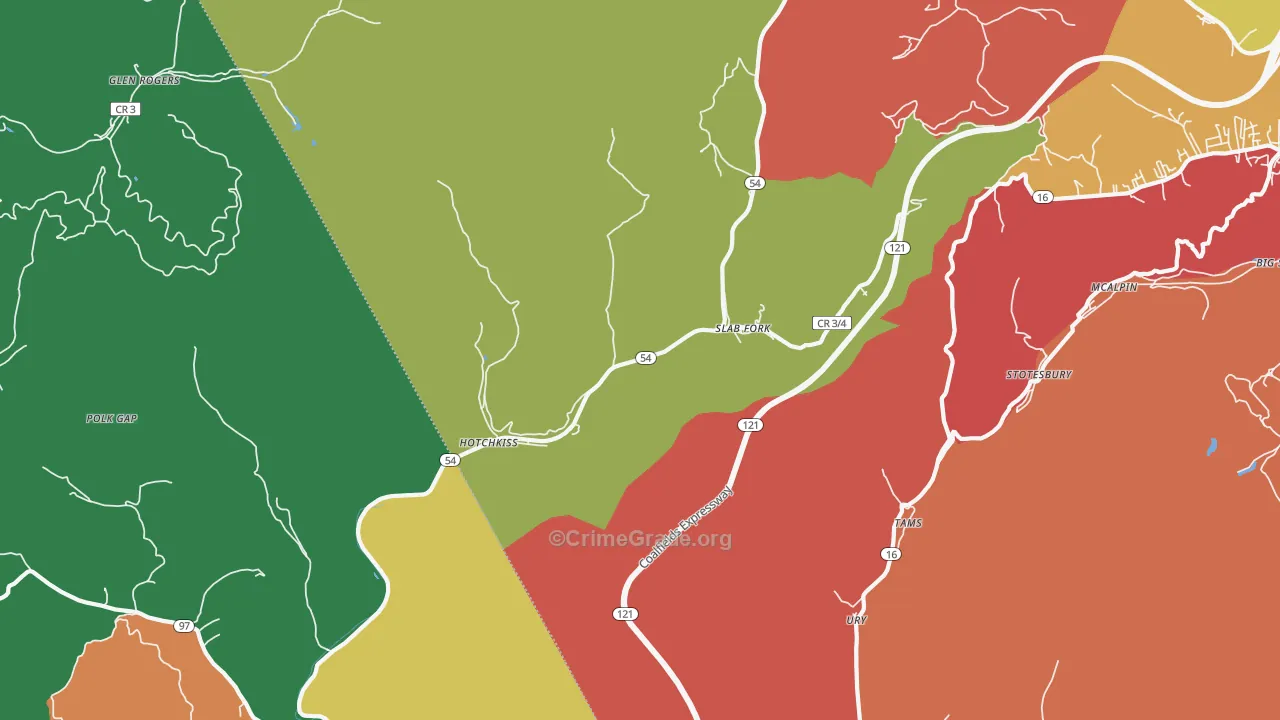 Slab Fork, WV Map of Burglary Rates