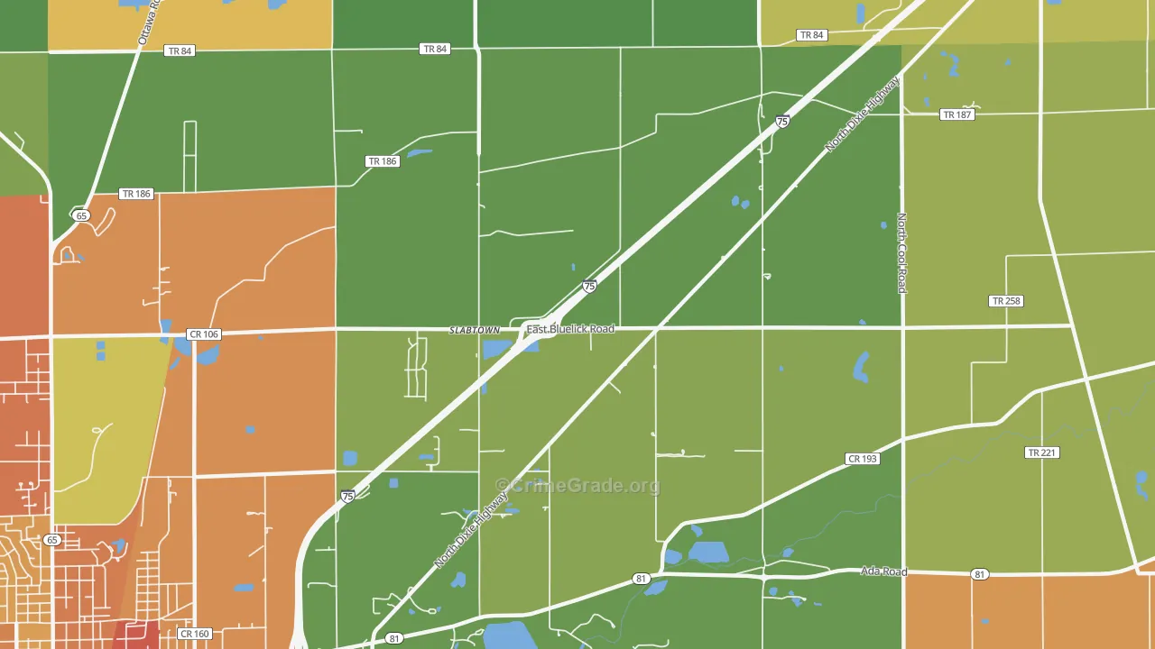 Slabtown, OH Map of Burglary Rates