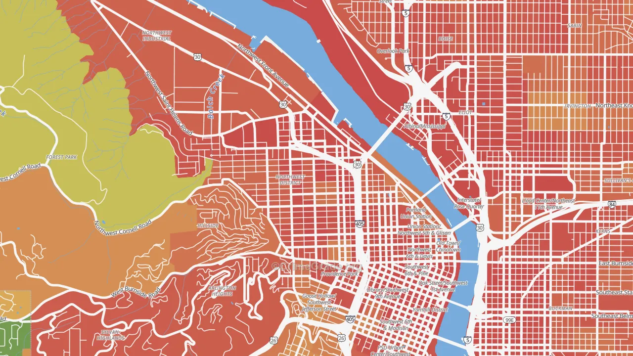 Slabtown, Portland, OR Map of Burglary Rates