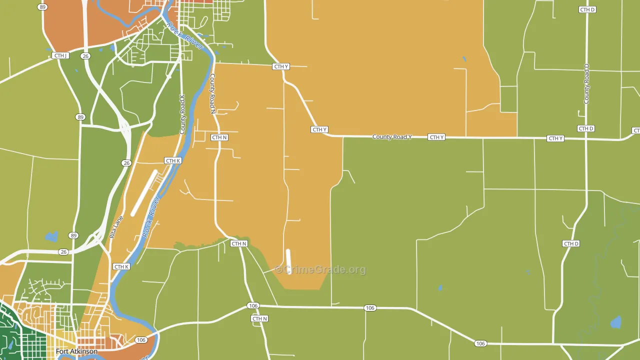 Slabtown, WI Map of Burglary Rates