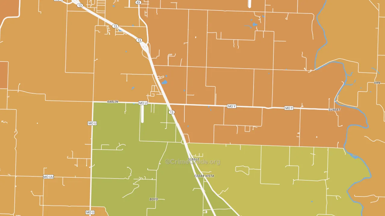 Slagle, MO Map of Burglary Rates