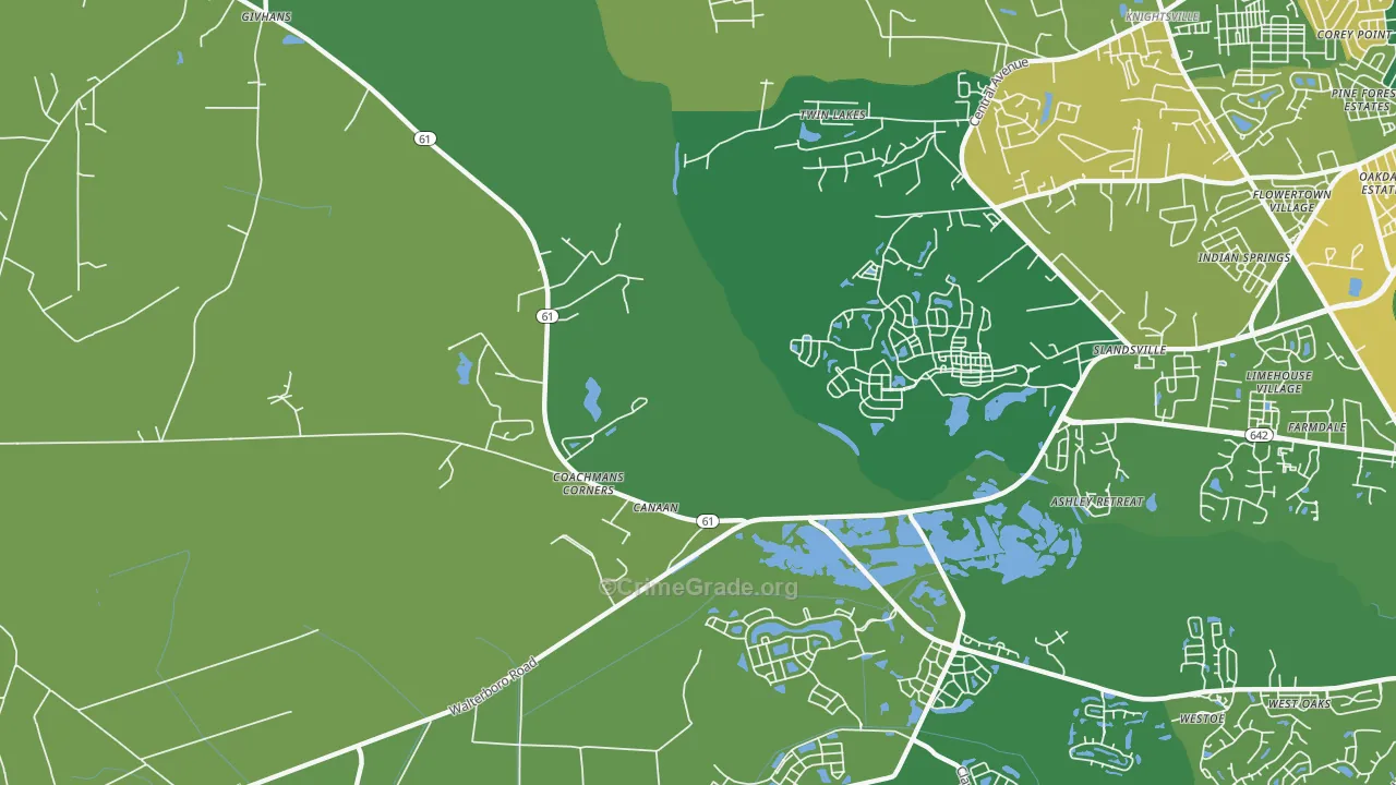 Slandsville, SC Map of Burglary Rates