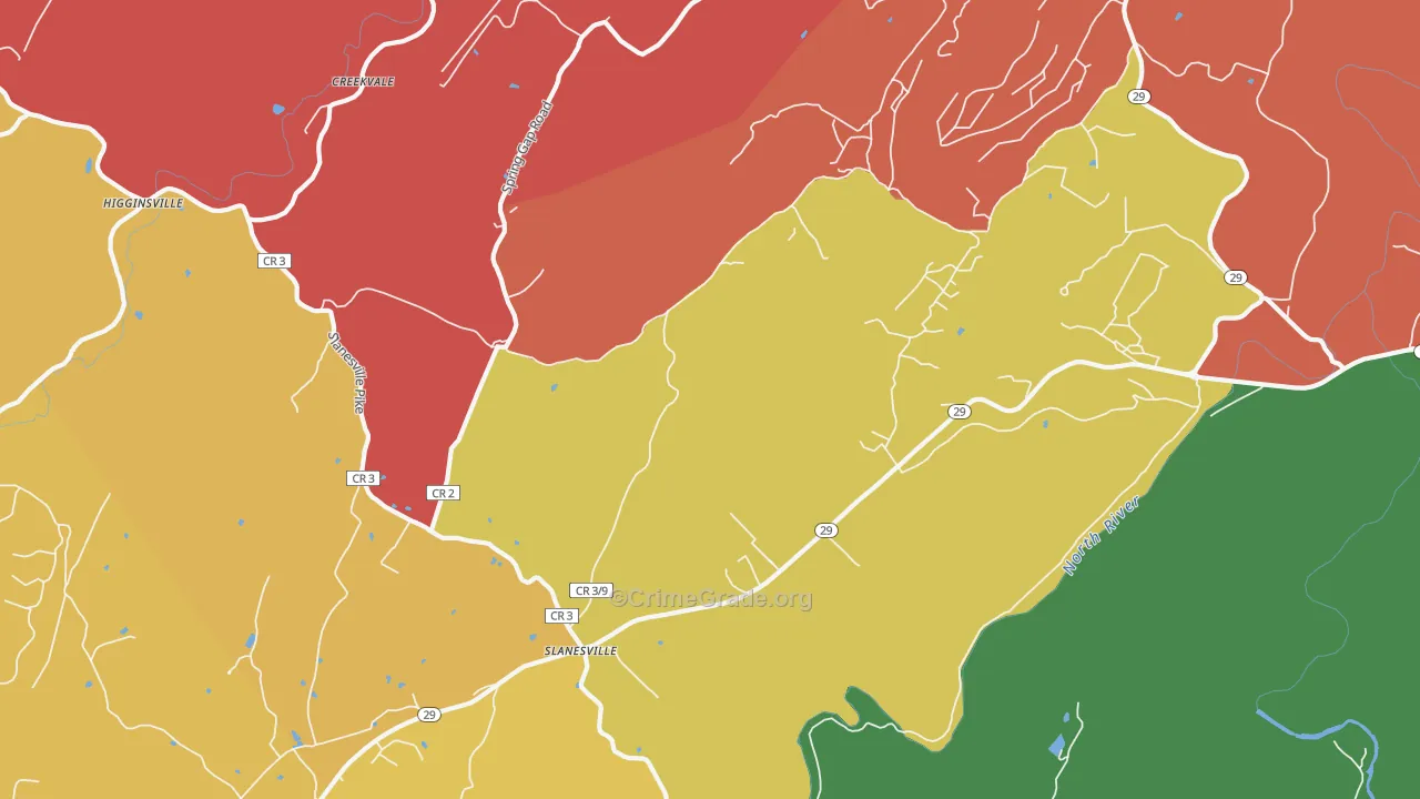 Slanesville, WV Map of Burglary Rates