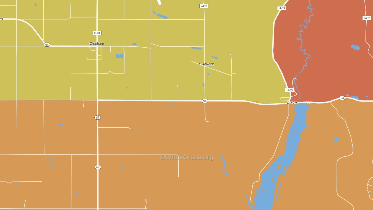 Slapneck, MI Map of Burglary Rates