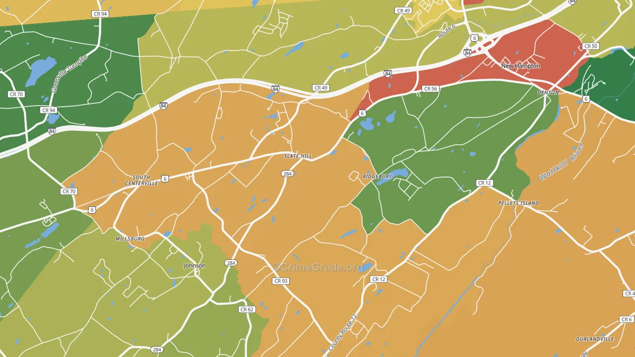 Slate Hill, NY Map of Burglary Rates