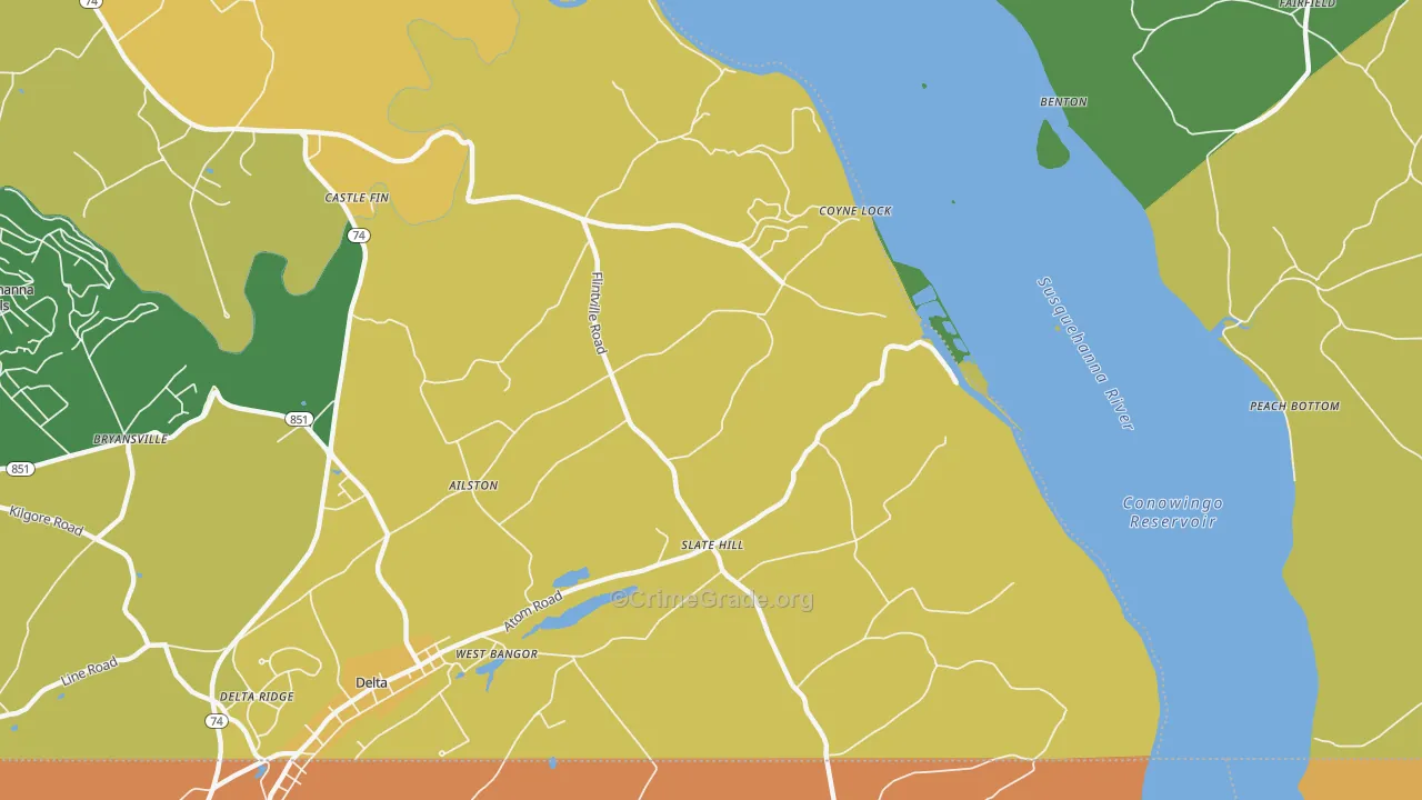 Slate Hill, PA Map of Burglary Rates