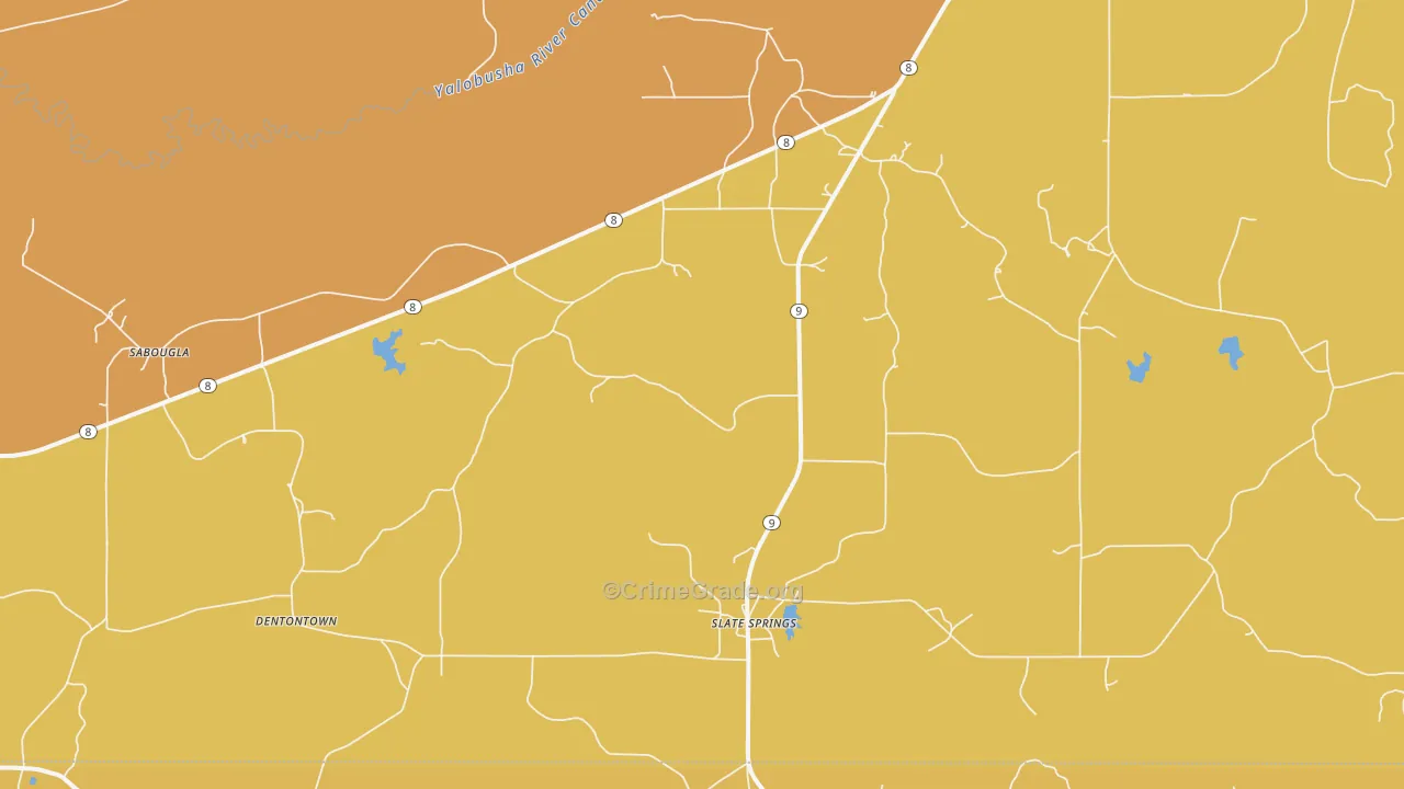 Slate Spring, MS Map of Burglary Rates